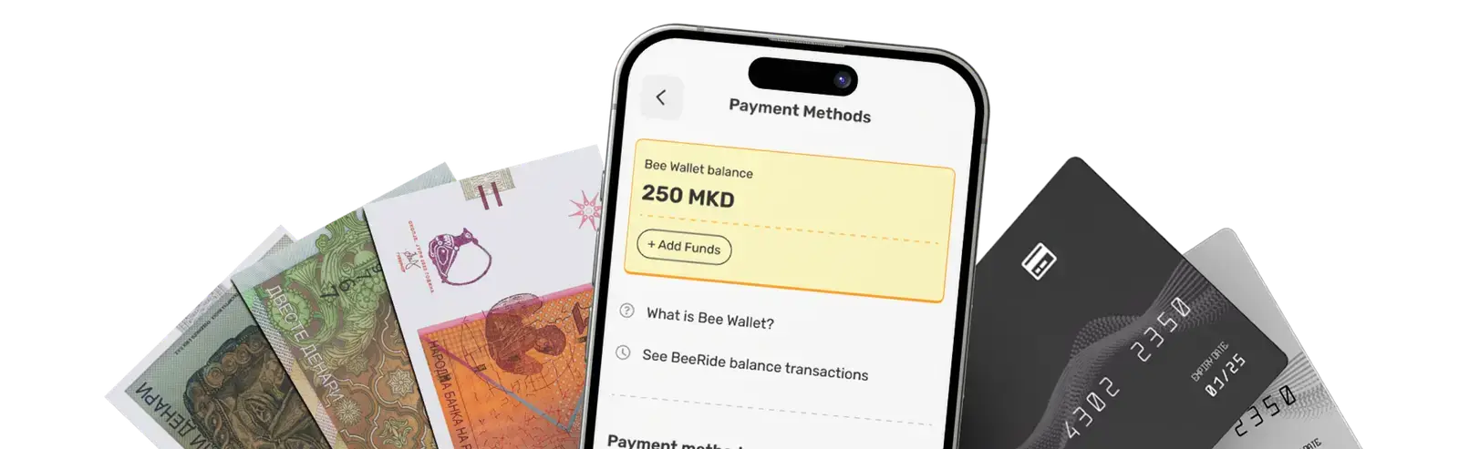 Metodat e pagesës në aplikacionin BeeRide: kesh, kartela dhe Bee Wallet
